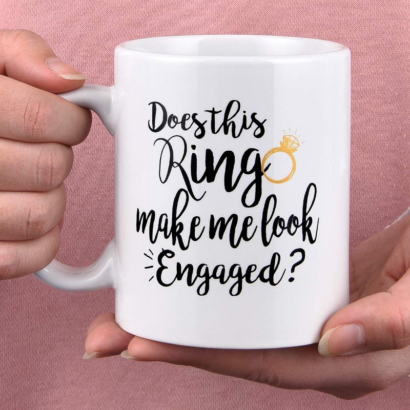 Maustic Funny Coffee Mug Does This Ring Make Me Look Engaged Coffee Tea Cup Funny Mug Novelty Coffee Mug for Men Women Birthday Festival Christmas Engagement - Image 2